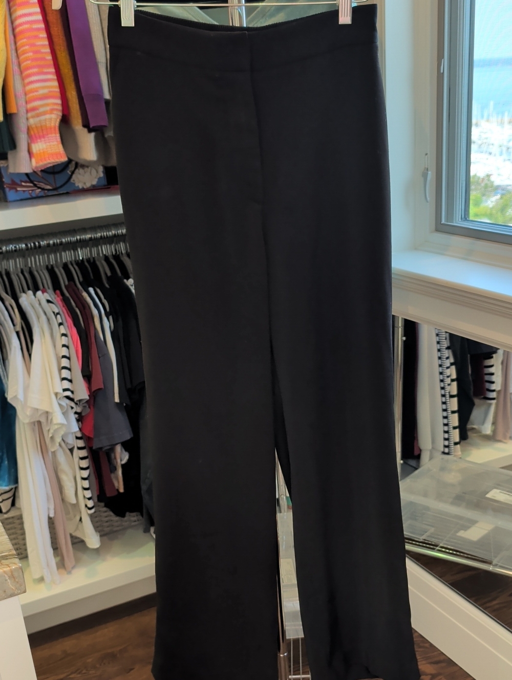 Quince Black Stretch Crepe Wide-Leg Pants